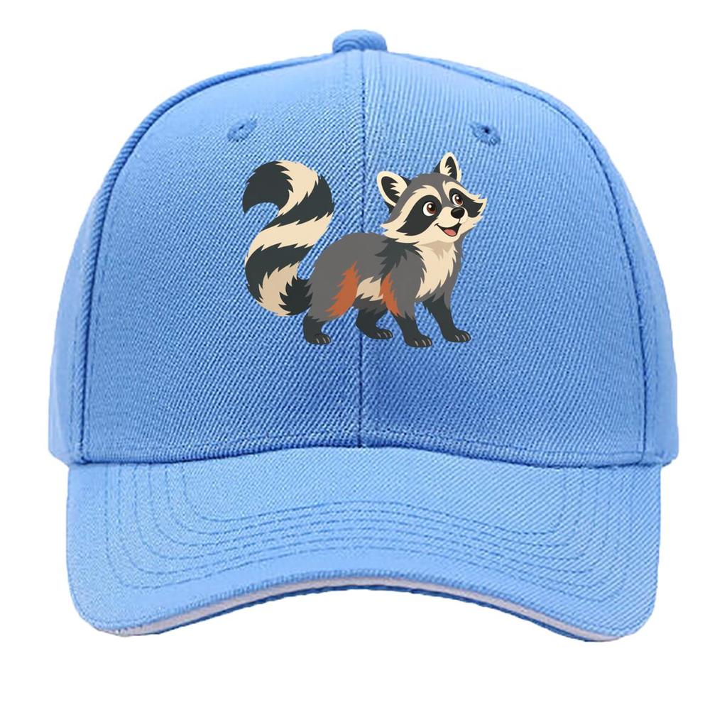 Playful Woodland Raccoon Mascot Illu Sandwich Baseball Cap Sun Cap Outdoor Workouts Hat