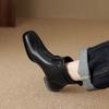Fashion NEW Autumn/Winter Women Boots Square Toe Chunky Heel Shoes Split Leather Shoes for Women Zipper Ankle Boots Black Modern Boots