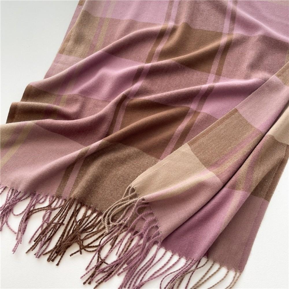 Thick Imitation Cashmere Shawl Windproof Shawl Wrap Simple Plaid Scarf  Apparel Accessories