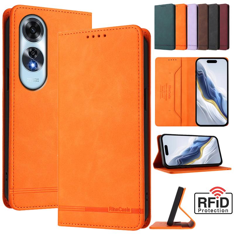 Leder Retro Diebstahlsichere Brieftasche Flip Case Für OPPO A40 A40M A60 A80 A79 A98 A78 A58 A18 A38 4G 5G Hülle Magnetverschluss Kartenfach