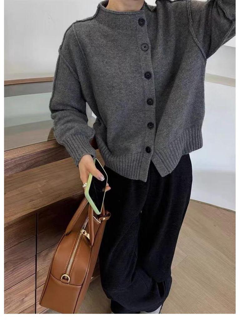 European-Style Cashmere Button Cardigan - Winter Fashion, Stylish & Versatile Wool Sweater, Soft Knitwear for Women