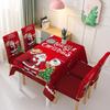 Christmas Polyester Waterproof Tablecloth with Printed Chair Covers Santa Claus Design Festive Decor