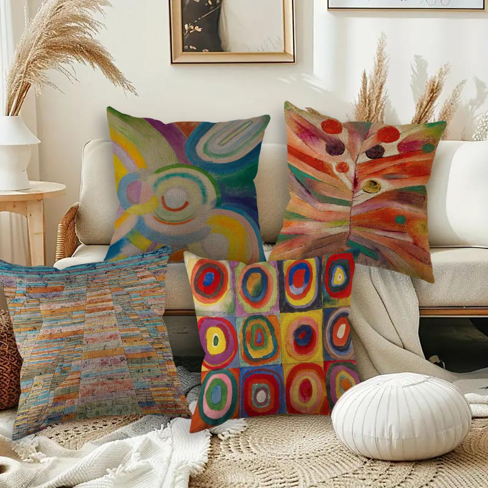 Color CD Pattern Pillowcase Wedding Decorative Linen Pillow Case For Home Pillow Cover 45X45(One Sides)