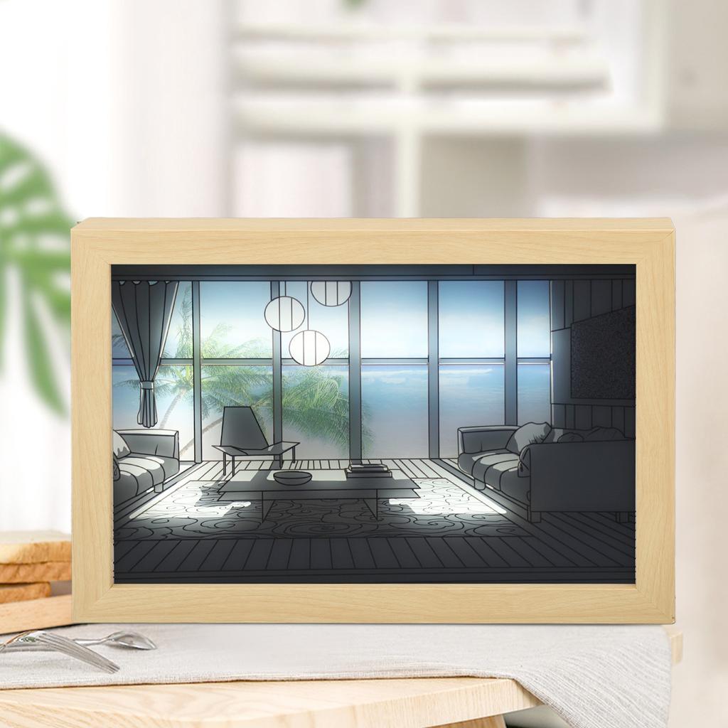 LED Decorative Light Painting USB Powered Japan Anime   Seaside Modern Simulate Sunshine Drawing Night Light for Bedroom Living Room  
