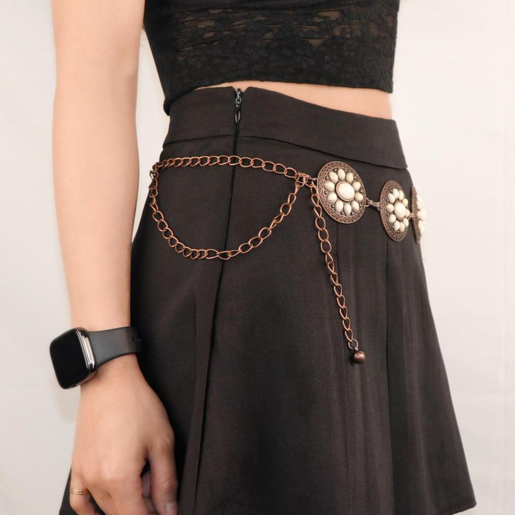 Sunflower Retro Bohemian Metal Waist Chain for Women – Ethnic Handmade Jewelry Belt