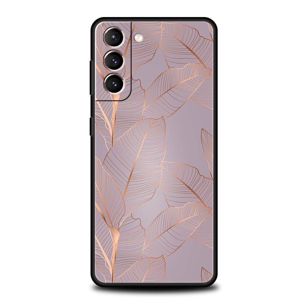 Beautiful Rose gold art Phone Case For Samsung Galaxy S24 S23 S22 S20 Ultra S21 FE 5G S10 S9 Plus S10E S8 Soft Silicone Cover