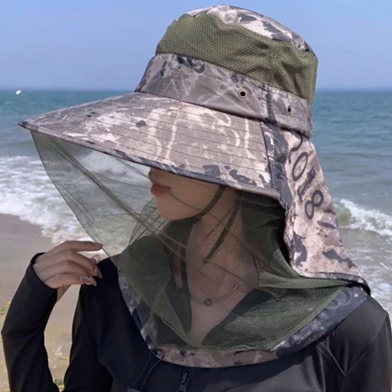 Men'S And Women'S Outdoor Mosquito Caps, Fishing Caps, Sun Protection Wide-Brimmed Hats For Mountaineering, Face Masks And Hats