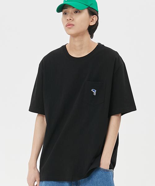 Dolphin Wave Apparel Dolphin Embroidered Patch Pocket T-Shirt Black/L