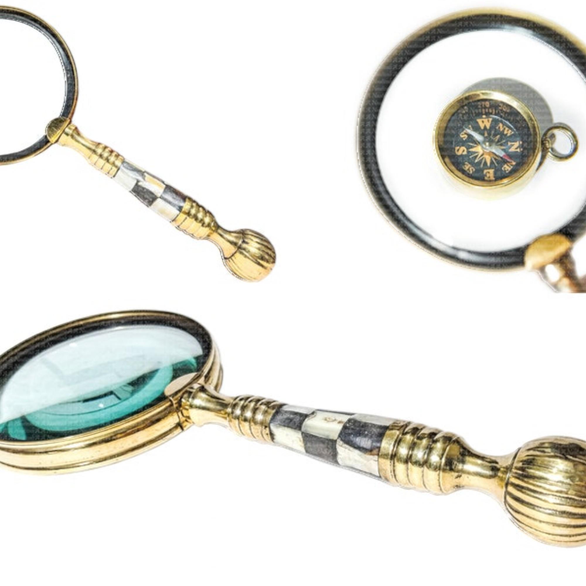 

10-кратне велике суцільне збільшувальне скло з кістяною та латунною ручкою | Подарунки для хлопчиків, дівчаток, тата, мами, пенсіонерів, ювілей, день народження, декор на Хелловін