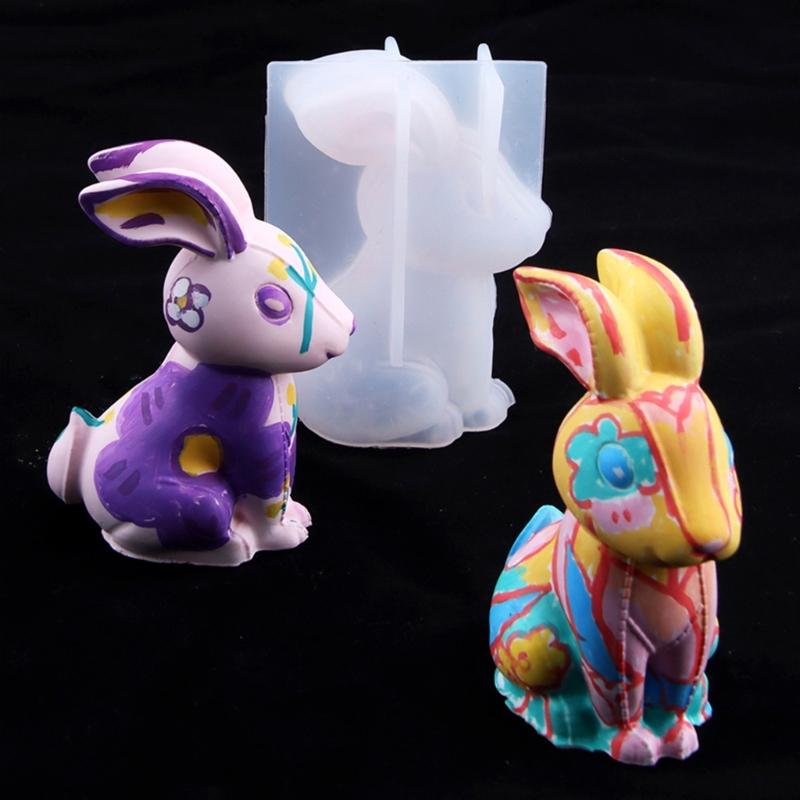 3D Kaninchen Silikonformen Osterhase Silikonformen für DIY Kunsthandwerk Gipsornament Osterdekorationen
