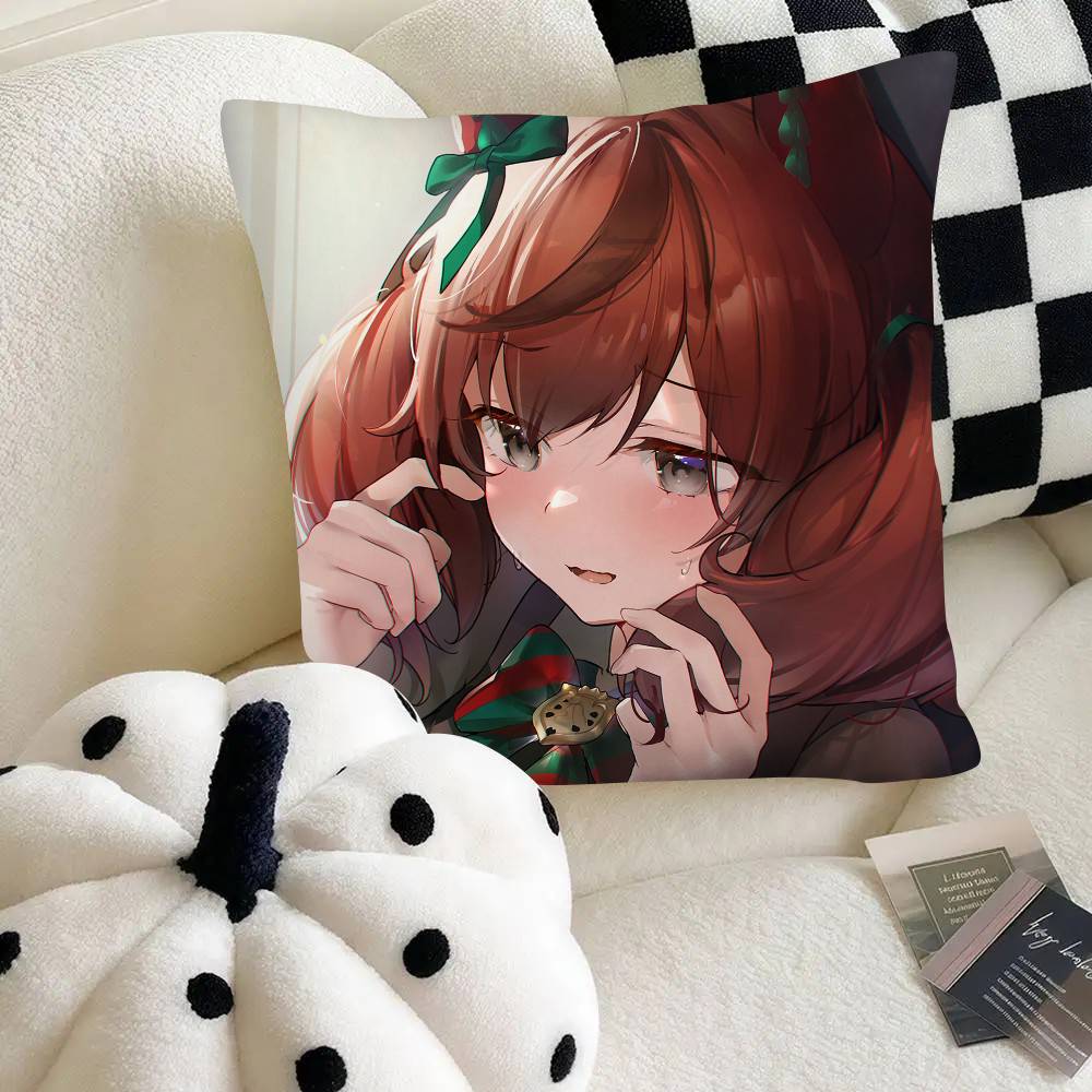 Schöne Natur Niedliches Anime-Mädchen Umamusume Kissenbezug Quadratisches Kissen Schlafzimmer Sofa Freizeit Komfort Kissen Auto Heimdekoration