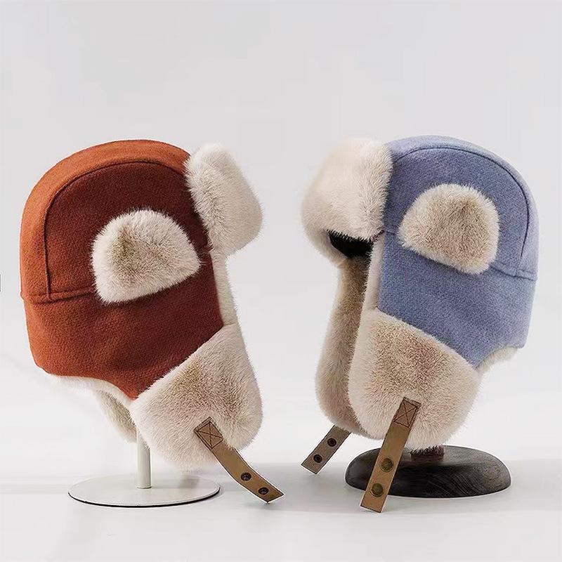 Hat Korean Version of Winter Men and Women Northeast Lei Feng Hat Outdoor Cycling Windproof Cold Thickened Warmth Plus Velvet Ear Protection Hat