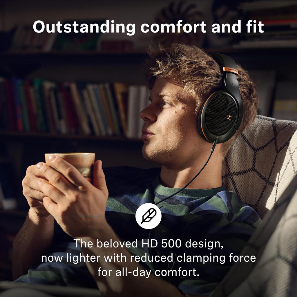Sennheiser HD 505 Headphones Wired Headphones with Transparent Sound and Controlled Ideal for Studio Music and with Enhanced Copper - Clear, Bass.