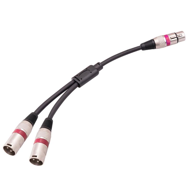 Audio Cable 3Pin XLR Female To Dual- XLR Male Y Splitter Nickel Plated Connectors With Metal Serviceable Ends 0.5M