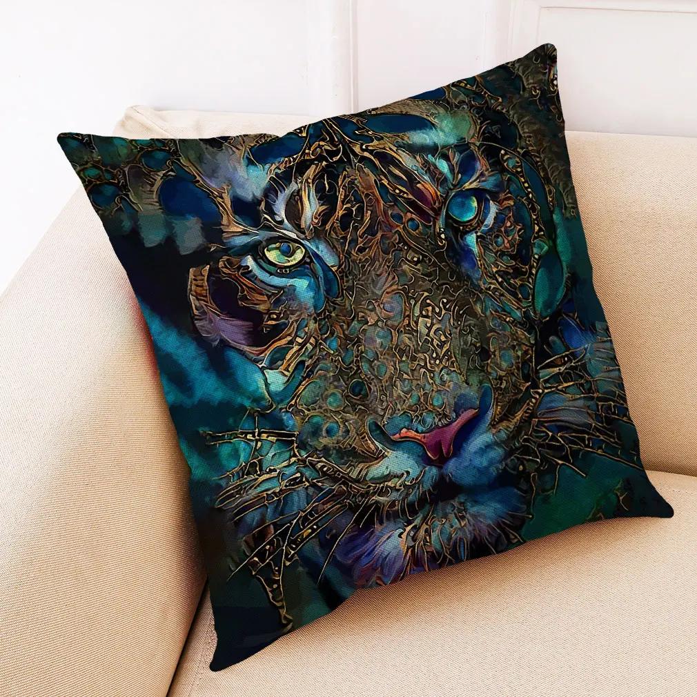 

Чехол на подушку с изображением диких животных Hoga Decorative Pillow Funda Cojines 45x45 Housse De Coussin Nordic Throw Pillow Cover for Sofa Car 50x50cm