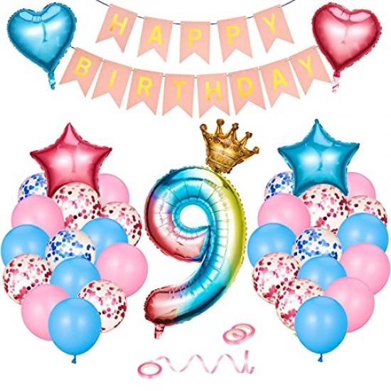 Buy Fantesi Decoration D Anniversaire Pour Fille Banniere Happy Birthday Confettis Ballons En Aluminium 9 3 Rouleaux De Ruba At Affordable Prices Free Shipping Real Reviews With Photos Joom