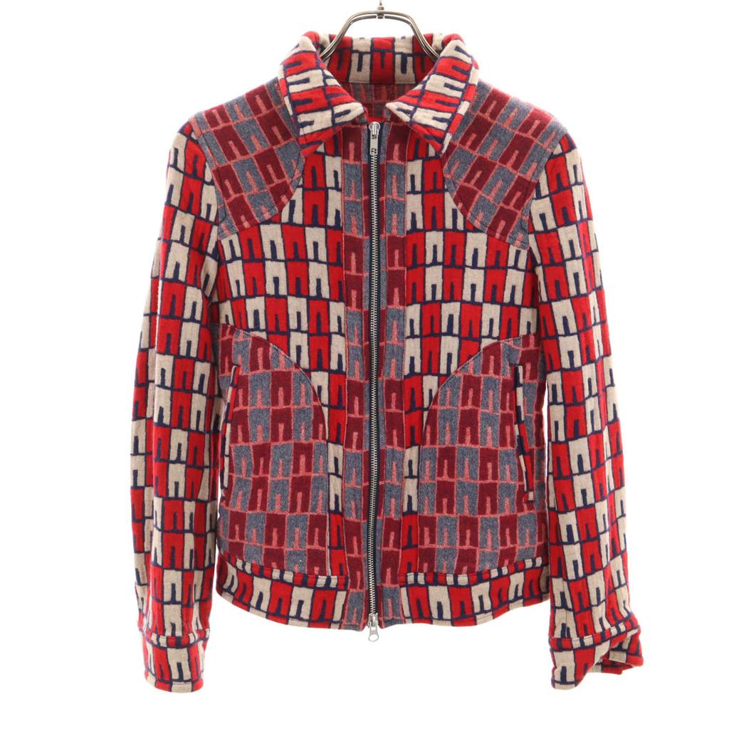 Y's Made In Japan Overall Handle Knit Jacket Red Women Used