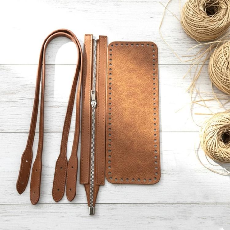 PU Leather Shoulder Bag Knitting Kits DIY Crochet Bag Making Bag Handles Zipper Bag Bottom Shaper for Crochet Handbags