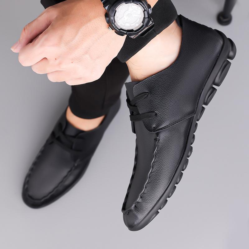 Comfortable Lightweight Men's Shoes Leather Handmade Breathable Soft Bot Casual Busin Commuting Sle round Toe Men Sneakers