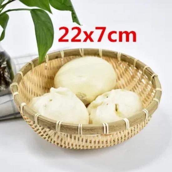 Natural Handmade Bamboo Baskets Fruit Vegetables Bread Rattan Steamed Storage Basket Home Tableware Storage Box Bread Basket