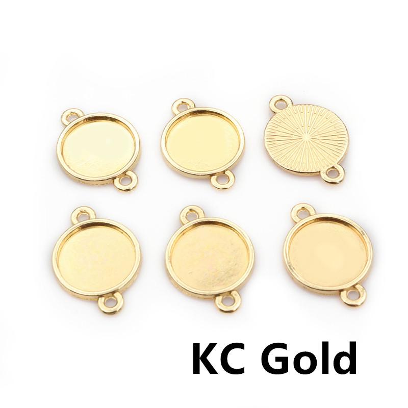8-30mm Inner Size Classic 7 Colors Plated One Sided Double Hanging Simple Style Cabochon Base Setting Charms Pendant