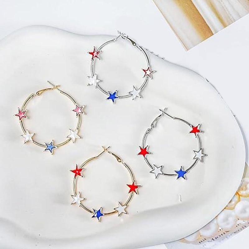 Stylish Five Point Star Ear Hoops Comfortable Alloy Jewelry for Sensitive Skin Portable