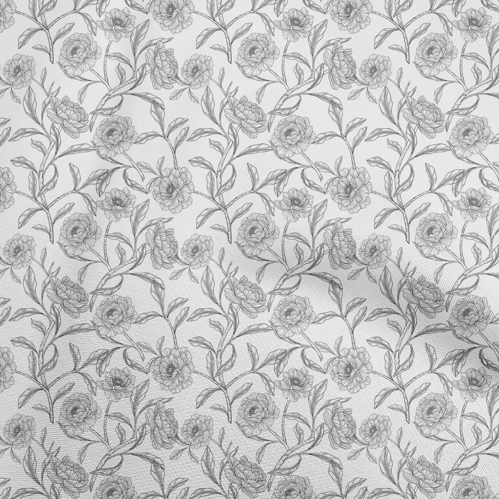 

oneOone Cotton Flex Dark Brown Fabric Floral Diy Clothing Quilting Fabric Print Fabric By Yard 40 Inch 42 Inch Wide - Viscose Chiffon білий