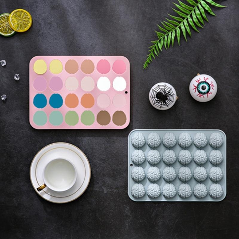 24Cavity Brains Shaped Silicone Molds Fondants Molds Pastries Bakings Decorating Tool Soap Molds Cake DIY Supplies