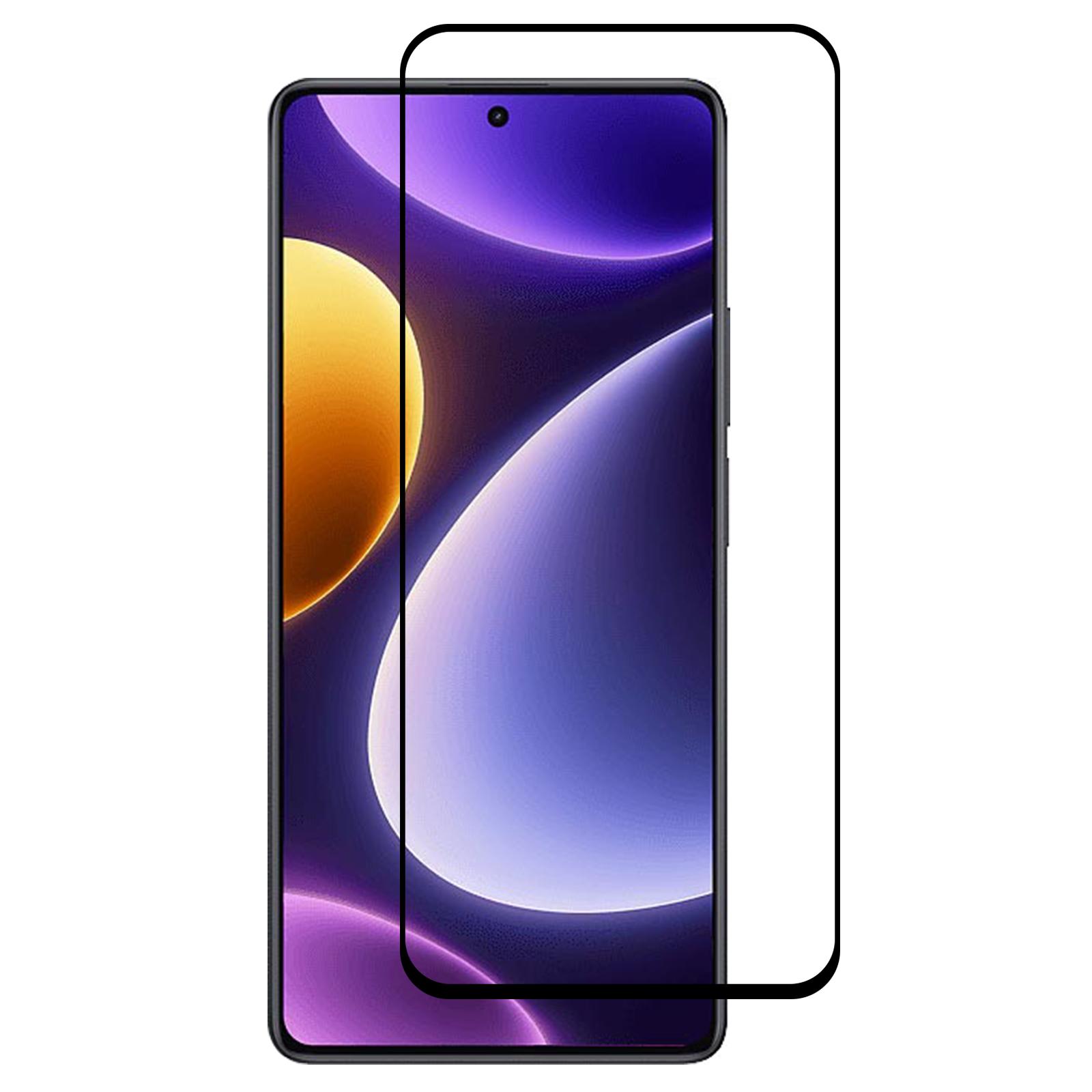 

For Xiaomi Redmi Note 12 Turbo/Poco F5 5G Silk Printing Tempered Glass Film Black Edge Full Glue Phone Full Screen Protector Type A