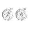 Premium Sense Hollow Beating Pattern Semicircular Spherical Stainless Steel Earrings Light Luxury Women's Trend Plated 18K Earrings