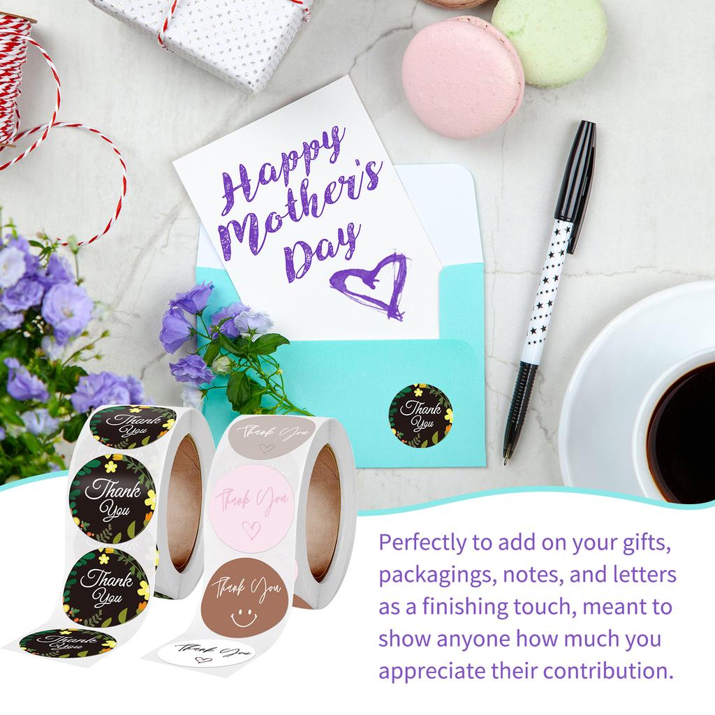 1-calowa naklejka z podziękowaniami Kwiaty Kwiatowa dekoracyjna naklejka 500 arkuszy/rolka do scrapbookingu