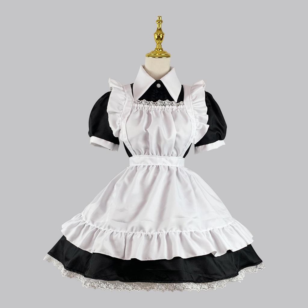 Black and White Maid Costume Dress for Cosplay, Restaurant, Cafe, or Party