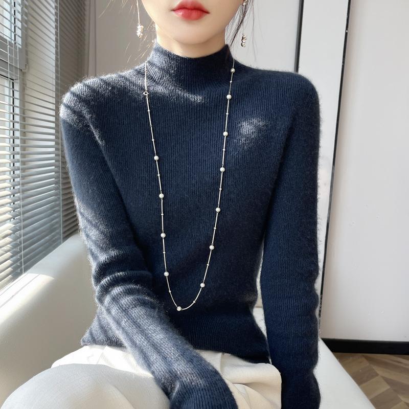 Bottom Shirt Women's Autumn and Winter Half-high Neck Sweater Slim Knitted Long-sleeved Tops