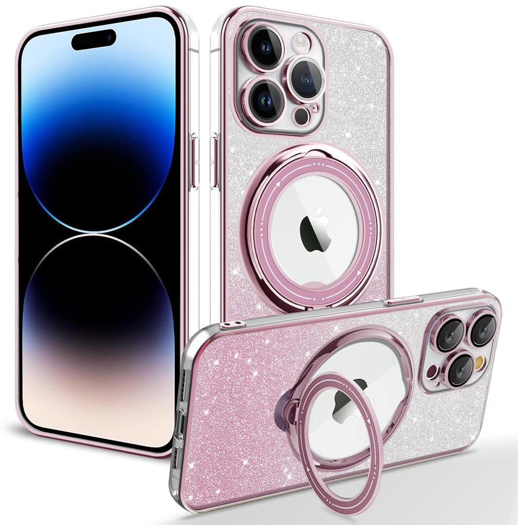 Samsung S23 Ultra/S24+ Glitter Phone Case with Rotating Stand and Electroplated Magnetic Suction