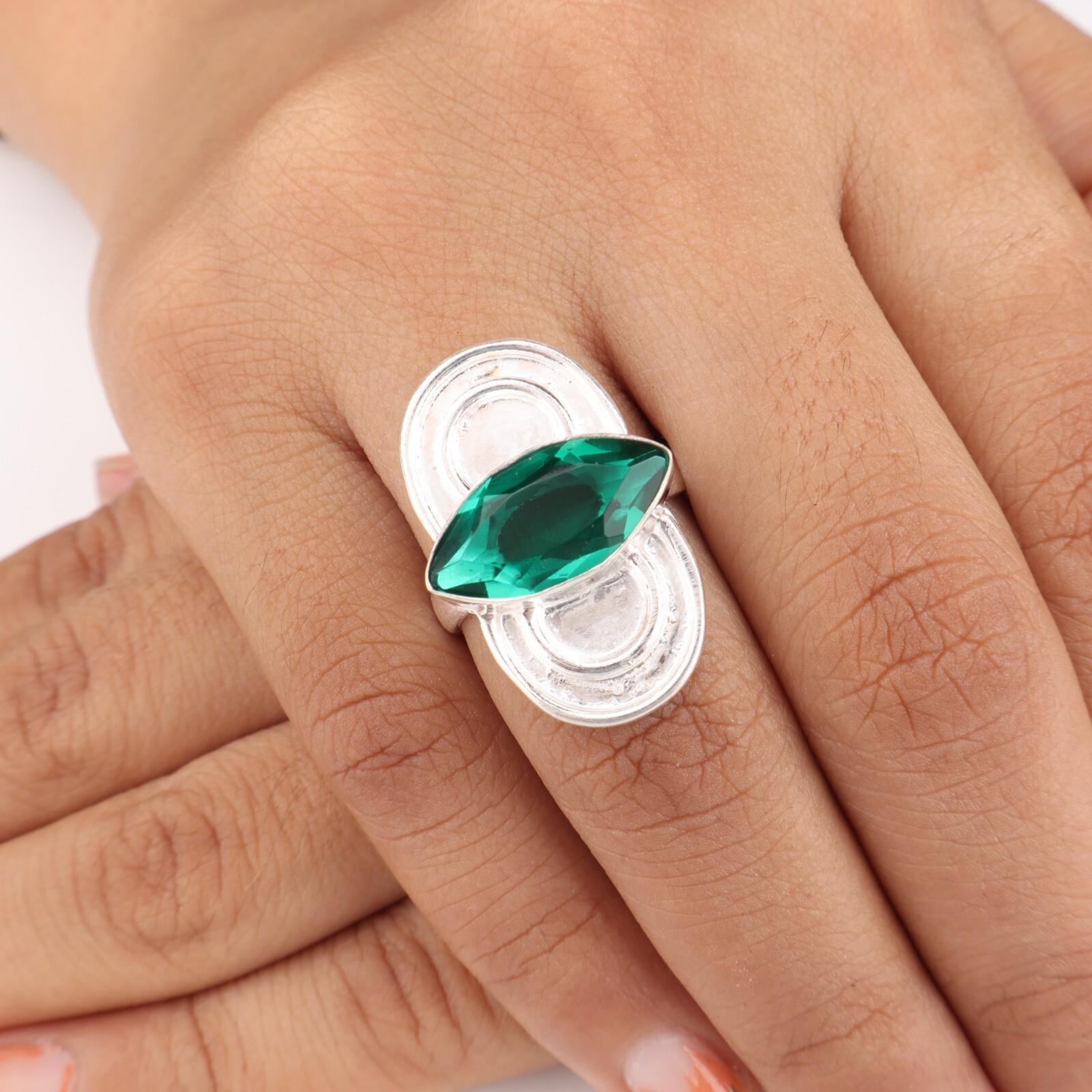 

Хромовый диопсид Драгоценный камень 925 Стерлинговое серебро Ювелирное изделие Кольцо ручной работы для женщин RR-34-7 13