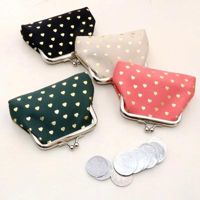 Damen-Geldbörse, Ölwachs-Leder, Herz-Print, 4-Zoll-Schnalle, Mini-Geldbörse, Münztasche, Lippenstift-Aufbewahrungstasche, Damen-Clutch