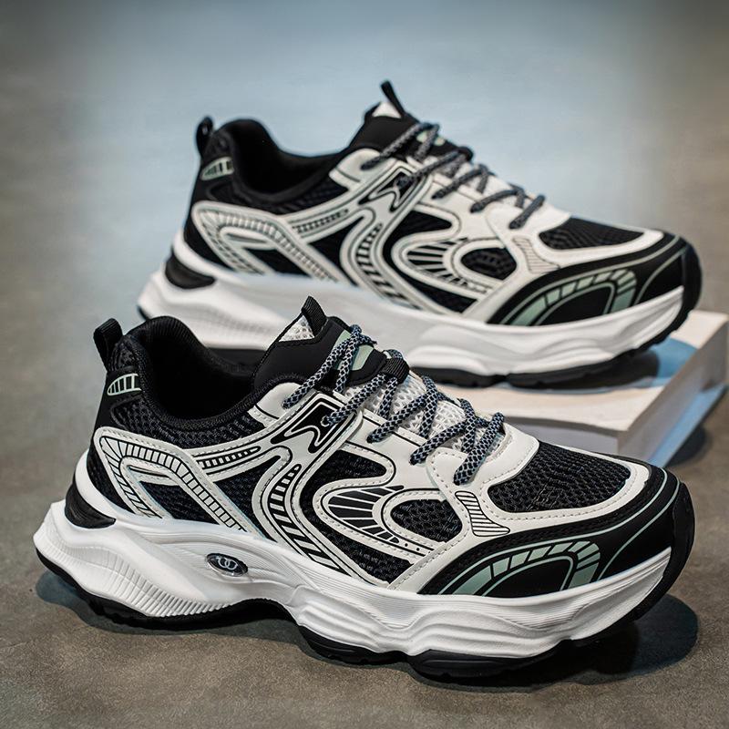 Frühlings Herrenschuhe Neue Atmungsaktive Mesh-Schuhe Herren Trend Vielseitige Plateau-Sportschuhe Lässige Papa Trendschuhe