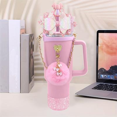 40 Oz ve 30 Oz Tumbler İçin Silikon Sevimli Fiyonklu Pipet Topper Kapağı, Silikon Stanley Bardak Kılıfı Dahil Bling Stanley Bardak Aksesuarları