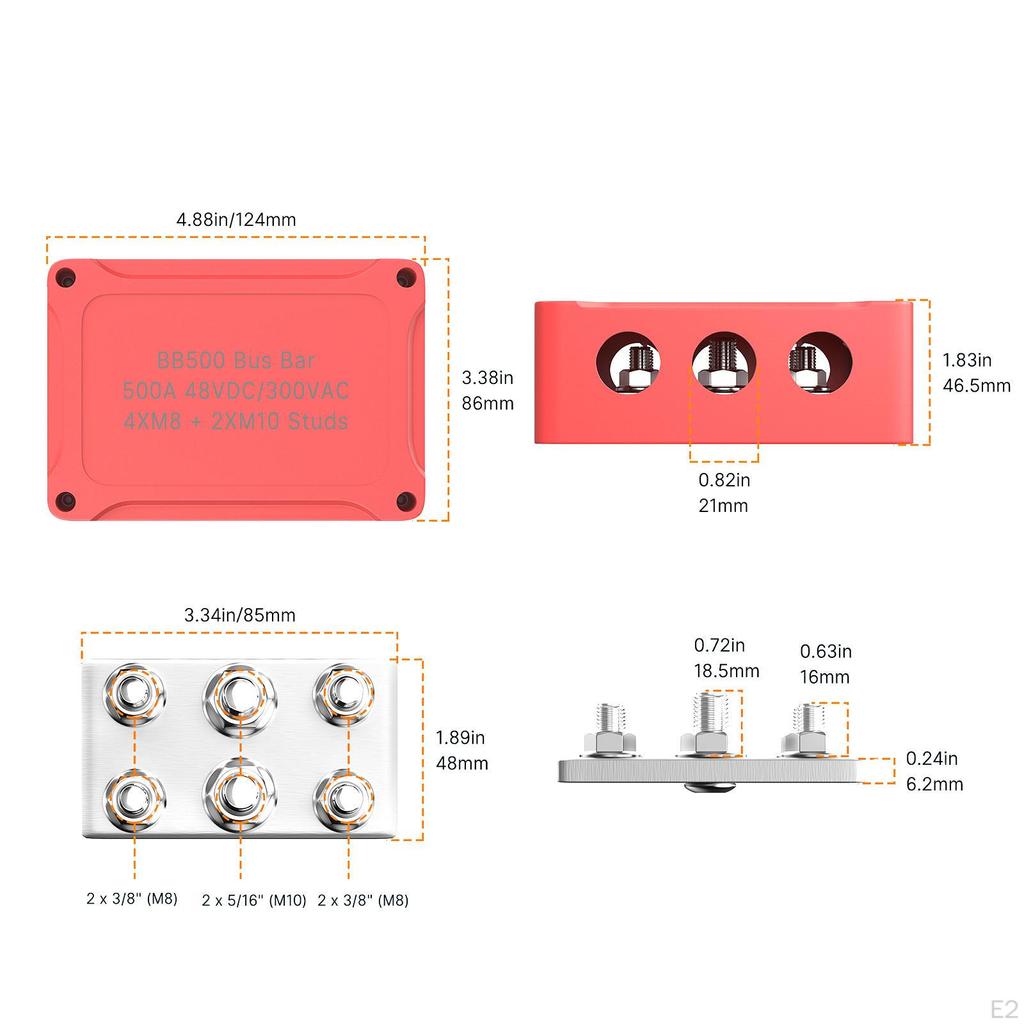 500A 48V Marine Bus Bar Power Distribution Block Terminal for Auto Boats
