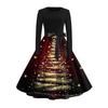 Women's Fashionable And Elegant Autun And Winter Long-sleeved Christmas Tree Print Dress