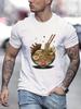 Ramen Bowl Graphic Mens Cotton TShirt Short Sleeve Round Neck Casual Summer Tee