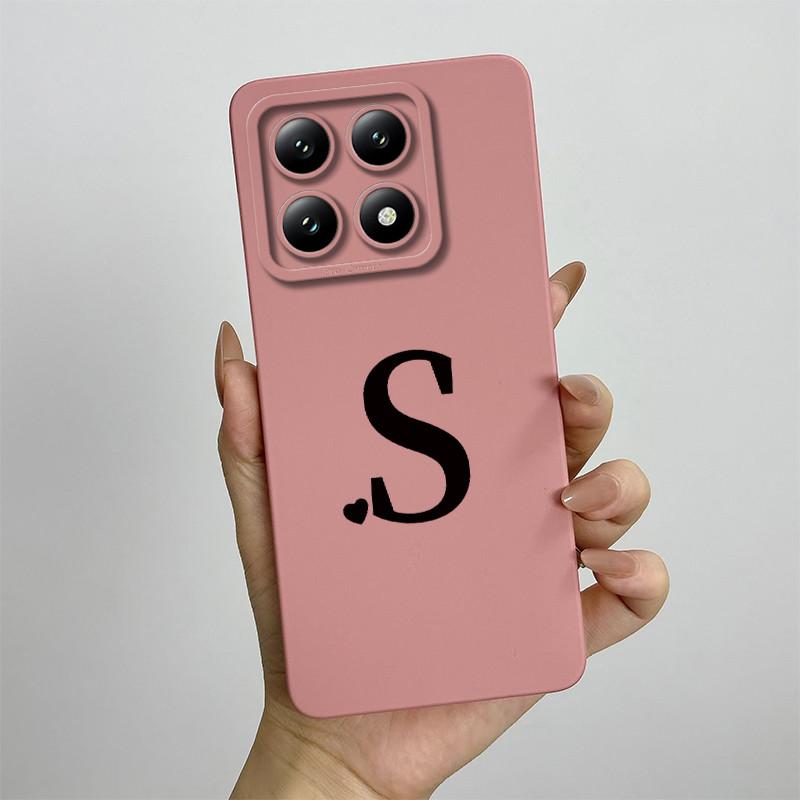 For Xiaomi 14T Pro Case Xiaomi 14T Pro Cover Mi 14T Pro Luxury Initial Letters Square Phone Case Matte Shockproof TPU Back Cover