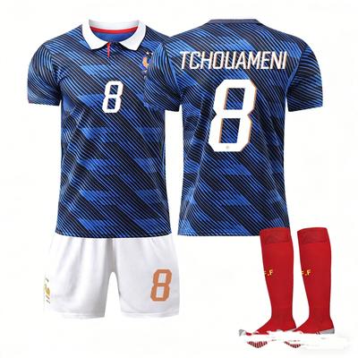 2026 France Home #8 TCHOUAMÉNI Sport Training Jersey Set with Socks Teens Kids Adults Football Kits