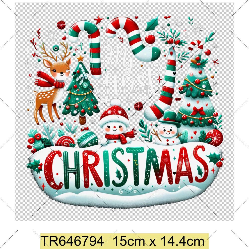 My First Chrismas DIY Clothing Heat Transfer Sticker Kids T-shirt Infant Romper Clothing Patches Heat Transfer Xmas Sticker