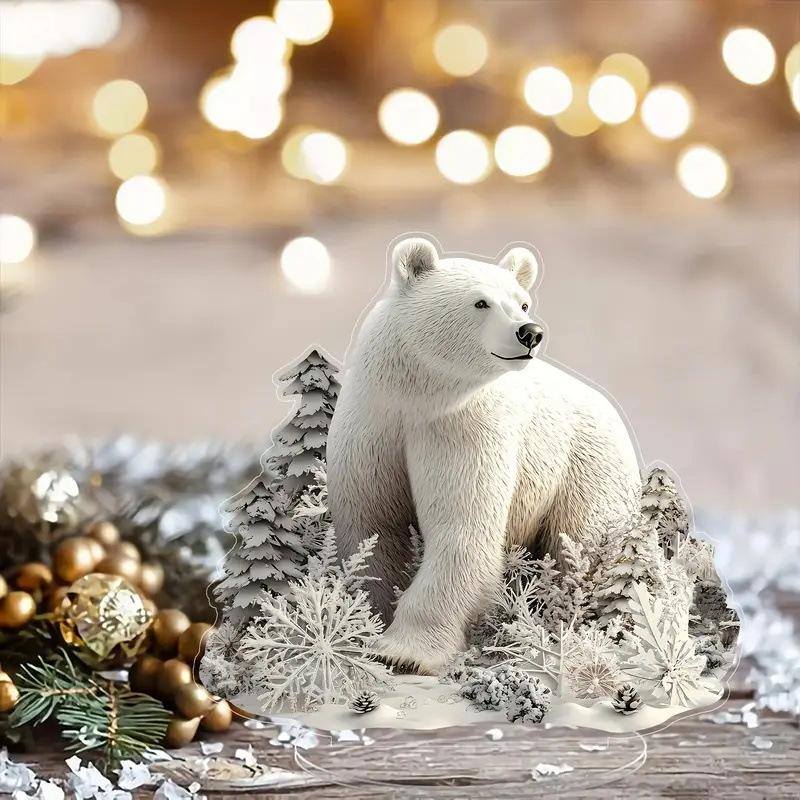 2D Flat Acrylic Polar Bear Desktop Decoration, Animal Theme, with Base, Suitable for Wall Decoration, Porch, Room, Villa, Accents Home, Hallway, or Wo