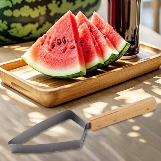 Watermelon Cutter Stainless Steel Fruit Slicer with Ergonomic Handle Quick Push Pull Melon Cutter Kitchen Gadget