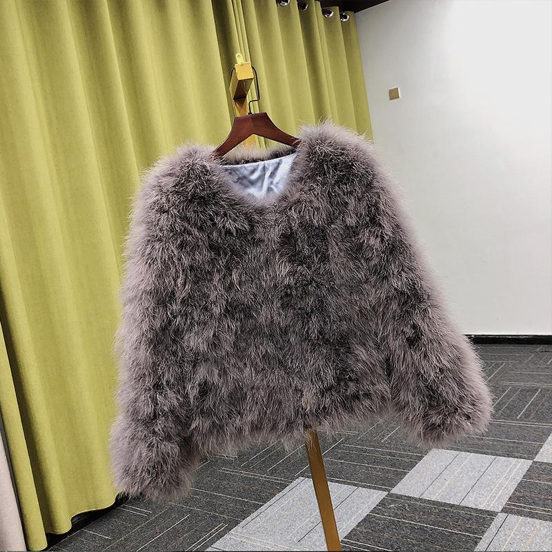 

Autumn and winter clothing, ostrich fur short jacket, long-sleeved fur jacket, fur M