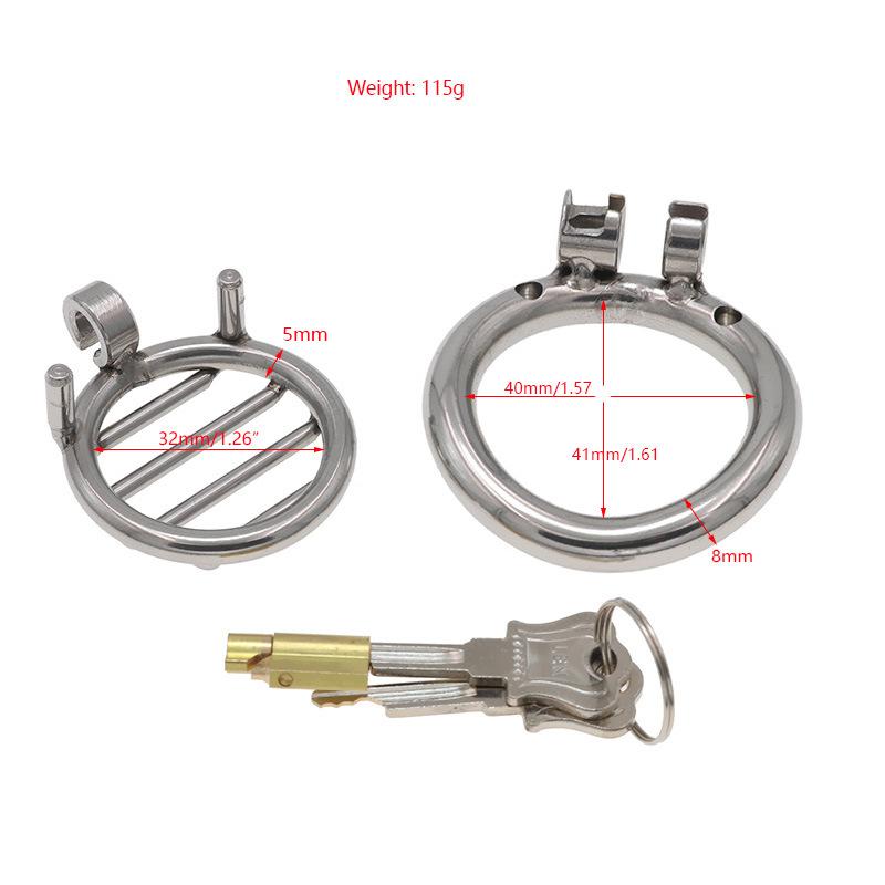 Stainless Steel Flat Chastity Lock Short Mesh Penis Cage Bird Cage Adult Bondage Alternative Toys Men's Outing