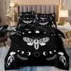Luxury Black Bedding Set With Galaxy Print, Galaxy Duvet Cover, Galaxy, Starry Sky, Butterfly, Skull, Moth,Halloween Quilt Sets