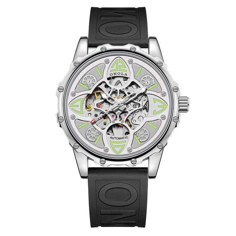 ONOLA Four-Leaf Clover Automatic Mechanical Watch - Unisex Waterproof with Rubber Strap